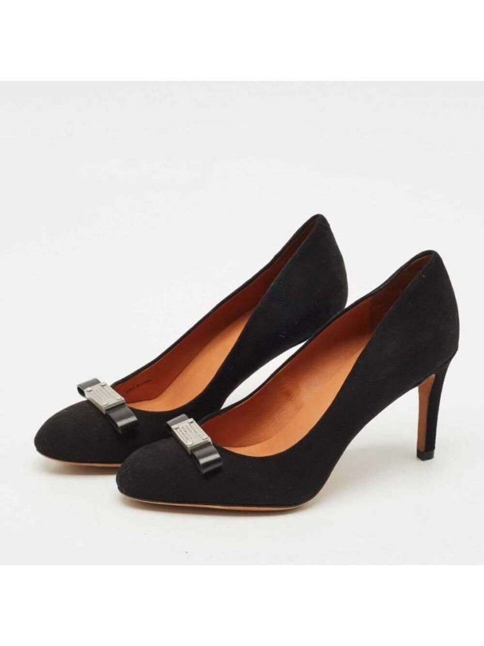 Marc Jacobs Black Suede Heels with Bow Accent